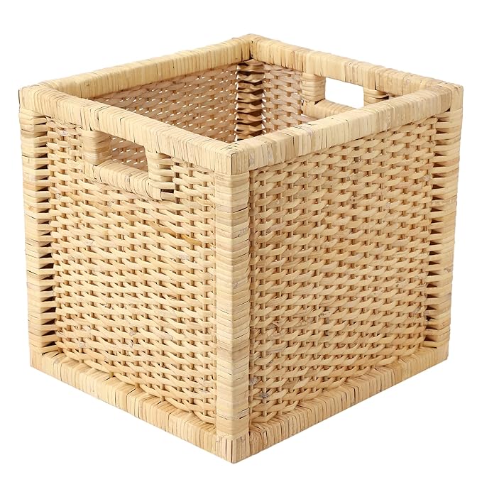 WBS Wicker wardrobe Basket for storage | wardrobe organizer for storage | Clothes storage box | books, cloths, newspapers, photos, toys, plants,12.5 x